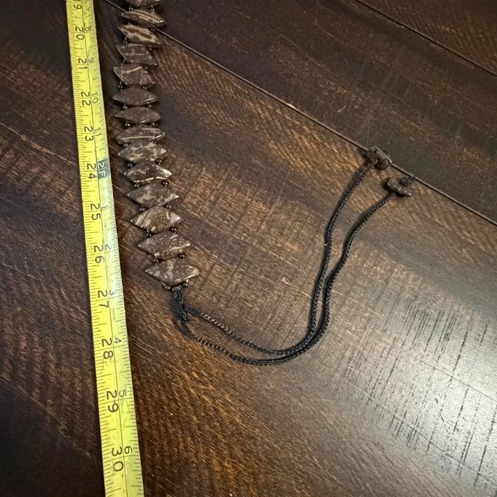 Bohemian Coconut Shell Diamond Bead Tie Waist Belt‎ Brown One Size Festival Boho